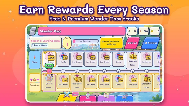Wonder Pass seasonal rewards